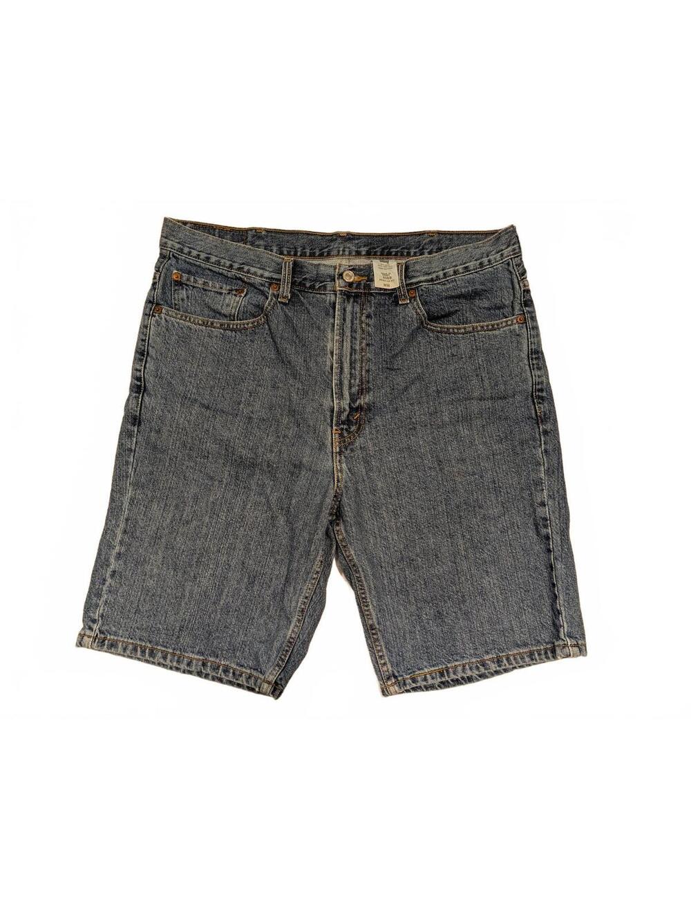 Levis 505 Regular Fit Denim Shorts Blue Jean Cut Off Button Fly Mens 38 37x10
